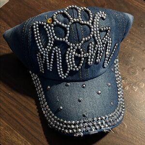 Denim Dog Mom Cap with Rhinestones